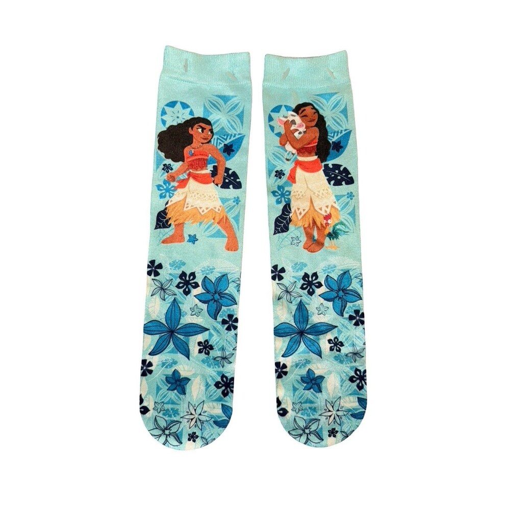 New Disney Parks Moana Pua Pig & Hei Hei Rooster Blue Youth Socks New Sz Small